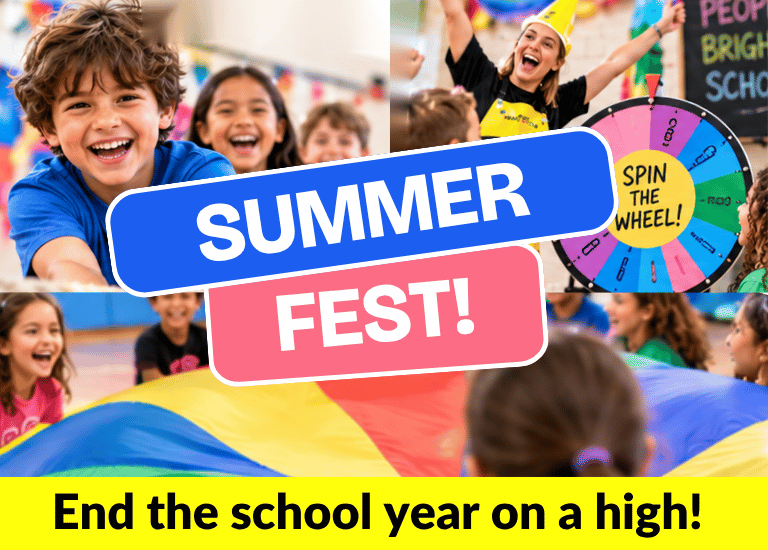 MiniBOSS Summer Fest | End the School Year on a High! MiniBOSS Summer Fest end-of-year school celebration featuring team games, colourful activities and a dance party finale.
